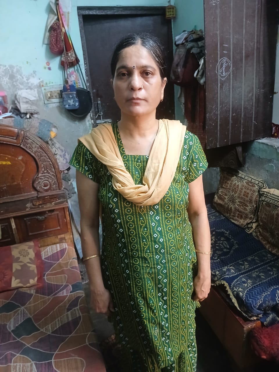 widow, sewing work, support